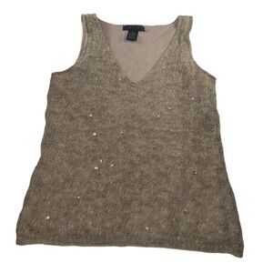 THE LIMITED Womens Size M Sweater Tank Top Mohair Knit Sequined Lined Beige